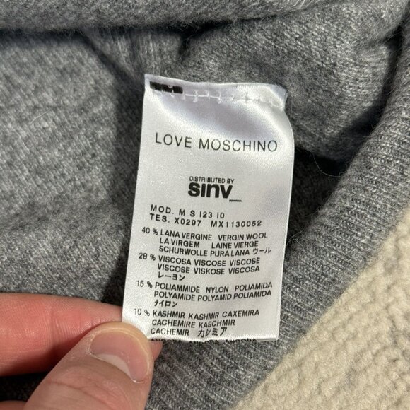 Y2K Love Moschino Wool Blend UK Flag Rhinestone Sweater - Picture 8 of 8